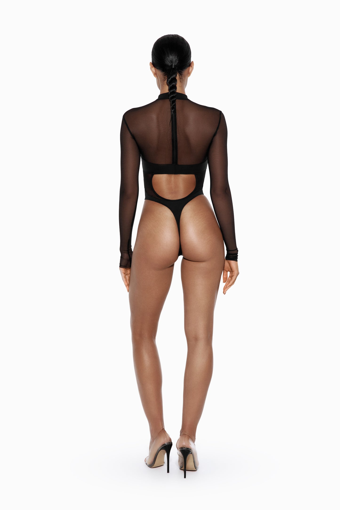 DVNT Black Long Sleeve Bodysuit with Mesh Inserts — FRAME