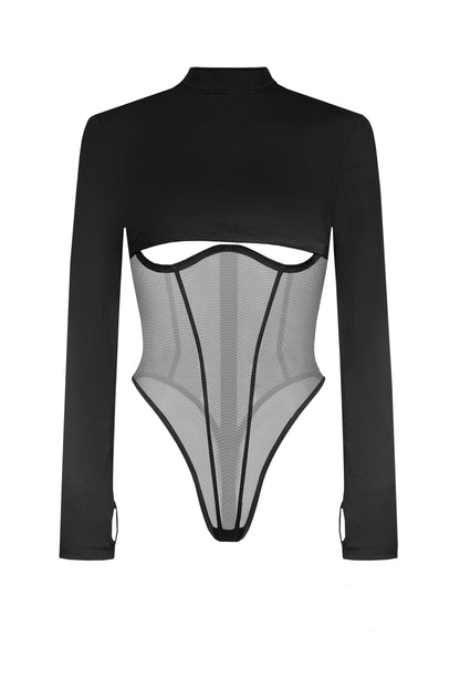DVNT Bodysuit Cut-Out Mesh & Microfiber OBSCURA