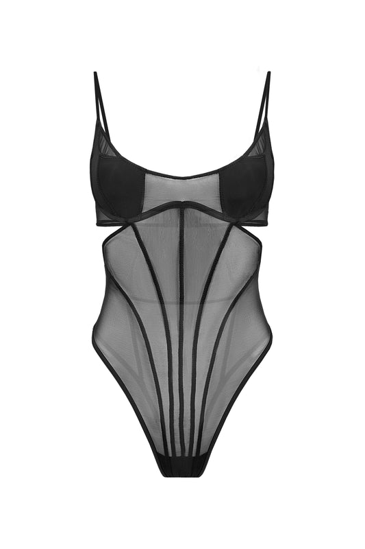 DVNT Sheer Corset-Effect Bodysuit ARIA
