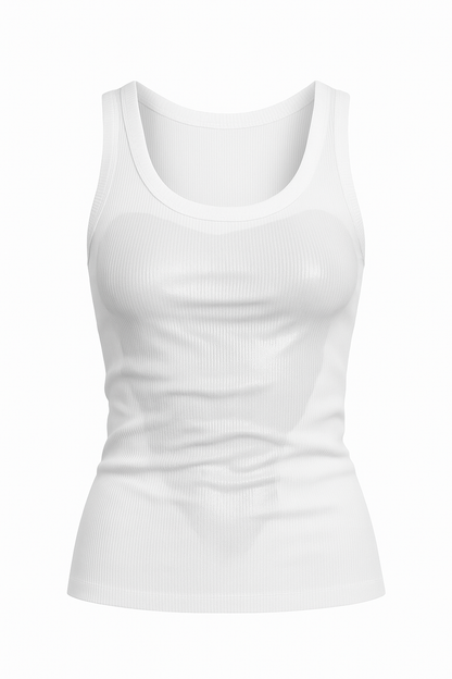 White Wet Look Tank Top