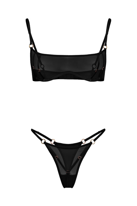 DVNT Black Sheer Bra & High-Cut Briefs Set — TRACE 2.0