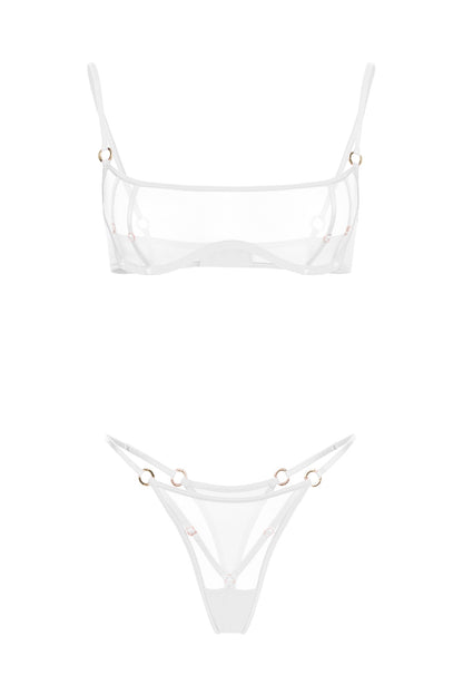 DVNT White Sheer Bra & High-Cut Briefs Set — TRACE 2.0