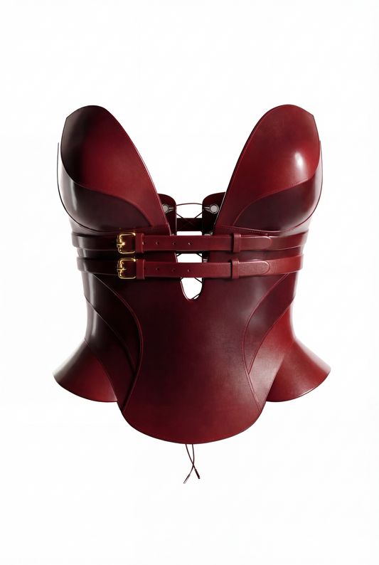 Stylish Wine Leather Corset