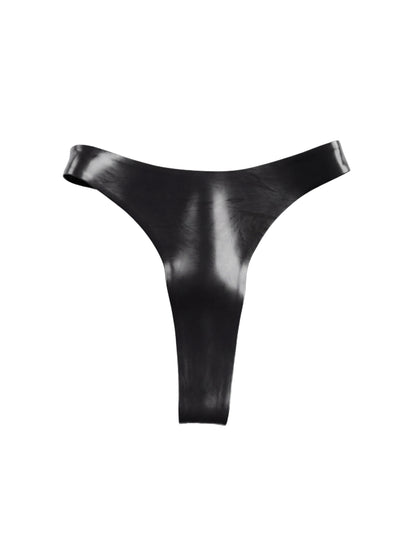 DVNT Black Latex Thong Panties— OLLI