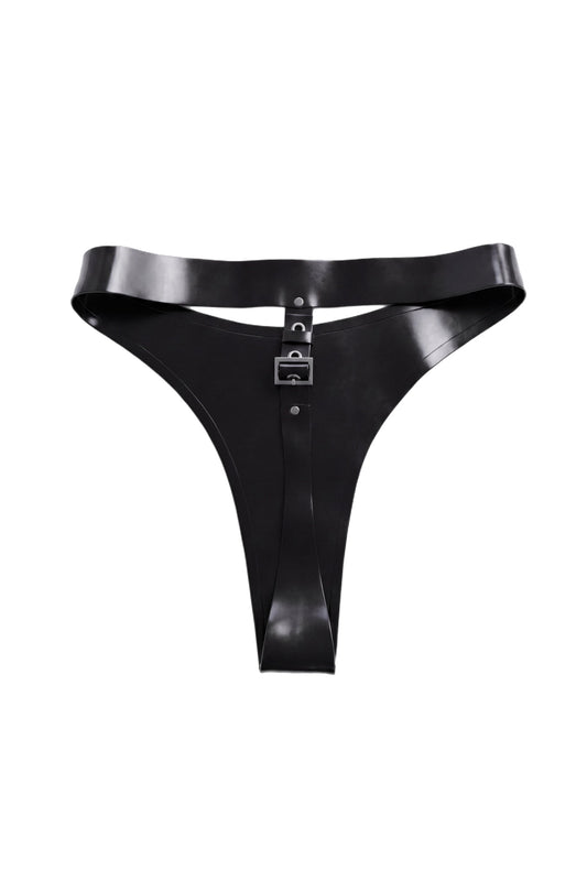 DVNT Black Latex Thong Panties— OLLI