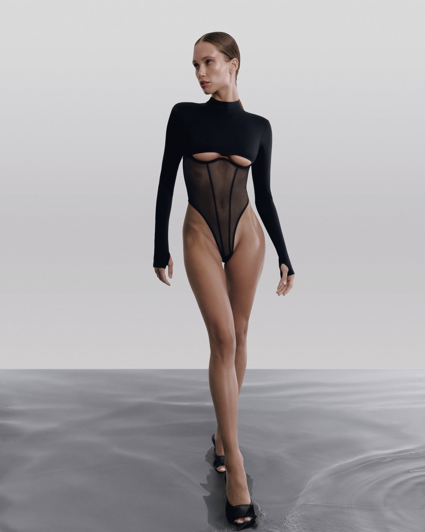 DVNT Bodysuit Cut-Out Mesh & Microfiber OBSCURA