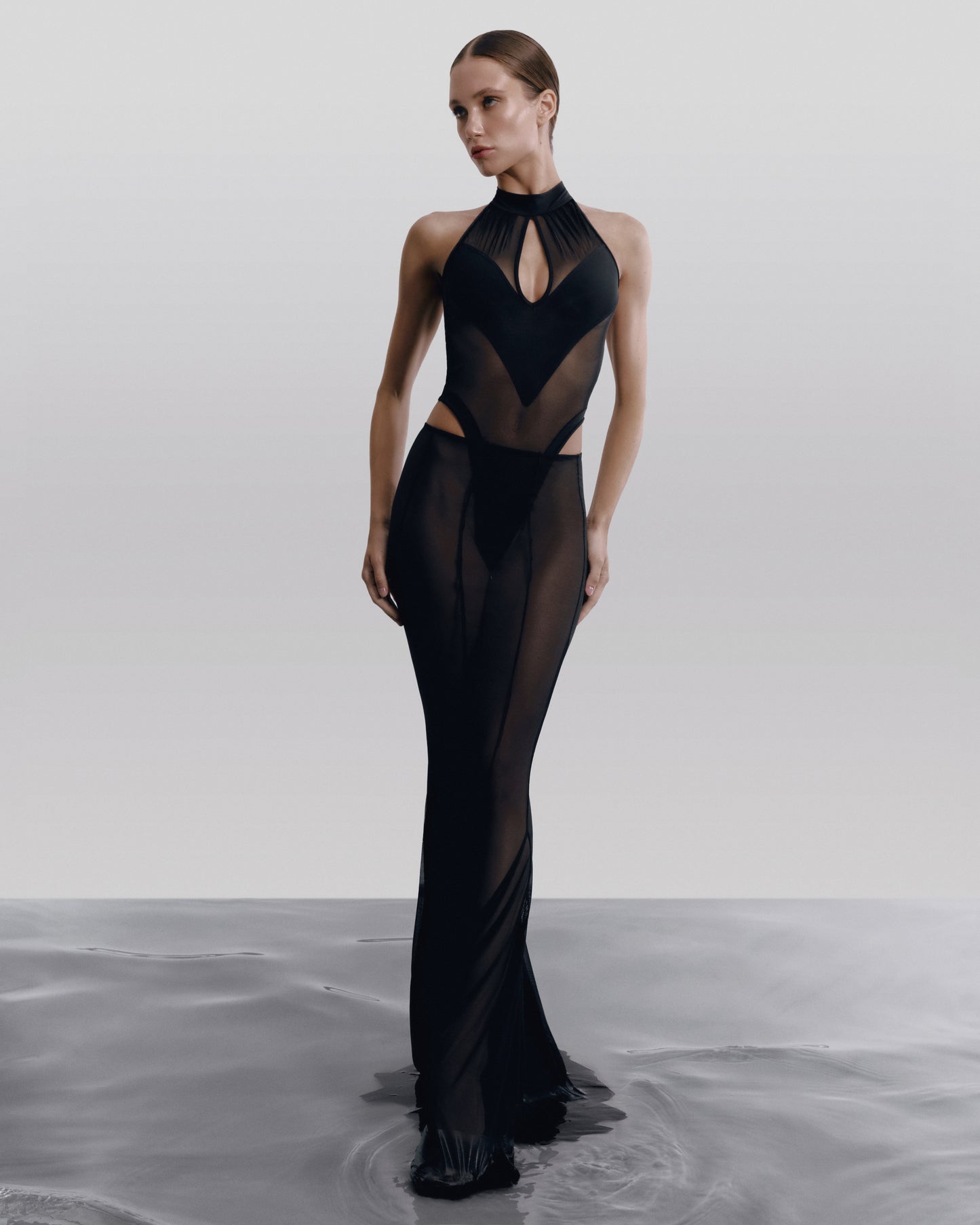 DVNT Sheer Mesh Bodysuit & Maxi Skirt Set MIRAGE