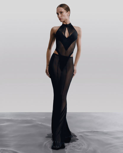 DVNT Sheer Mesh Bodysuit & Maxi Skirt Set MIRAGE