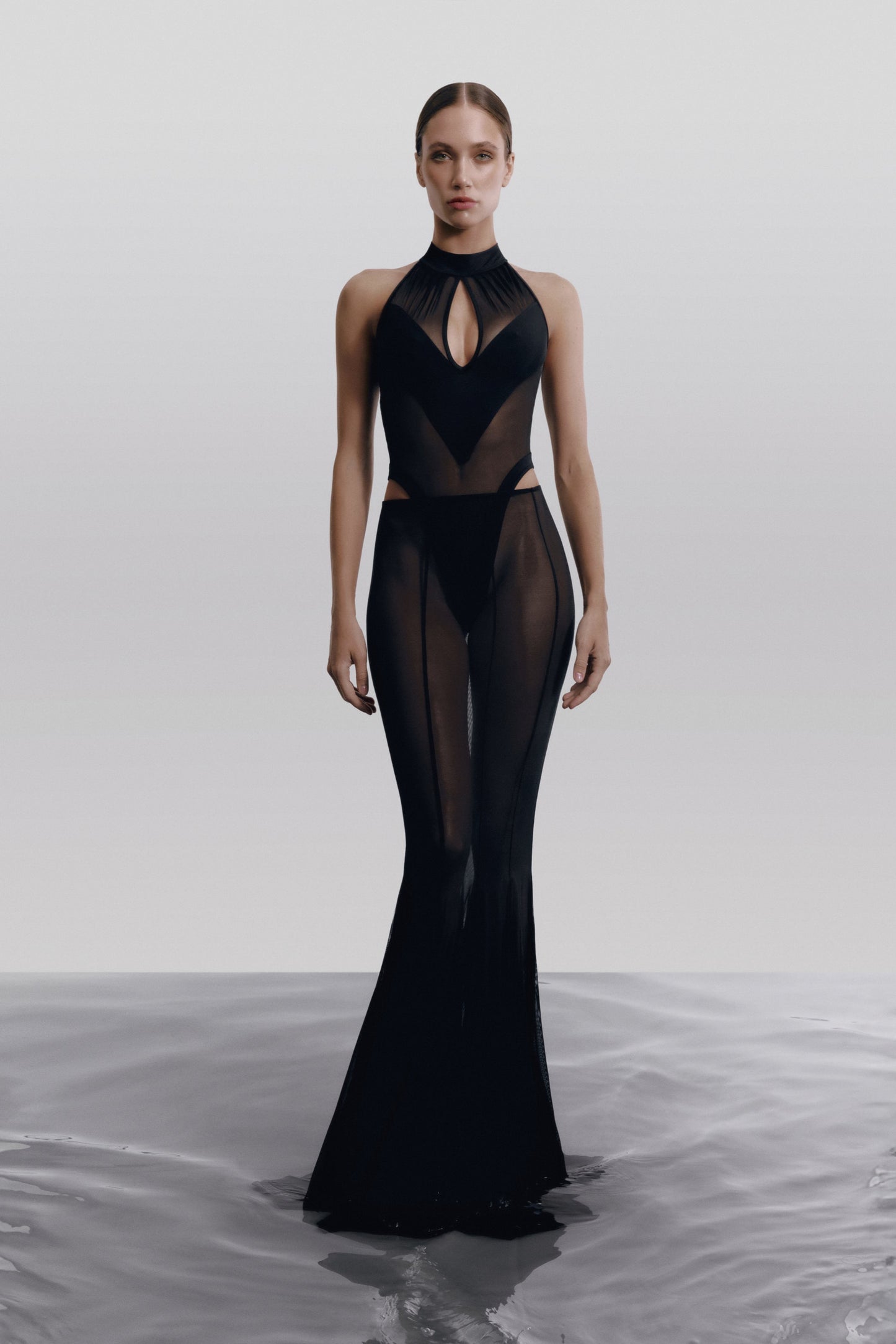 DVNT Sheer Mesh Bodysuit & Maxi Skirt Set MIRAGE