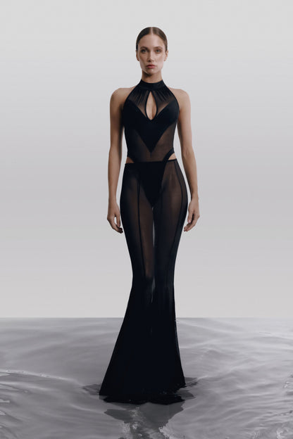 DVNT Sheer Mesh Bodysuit & Maxi Skirt Set MIRAGE