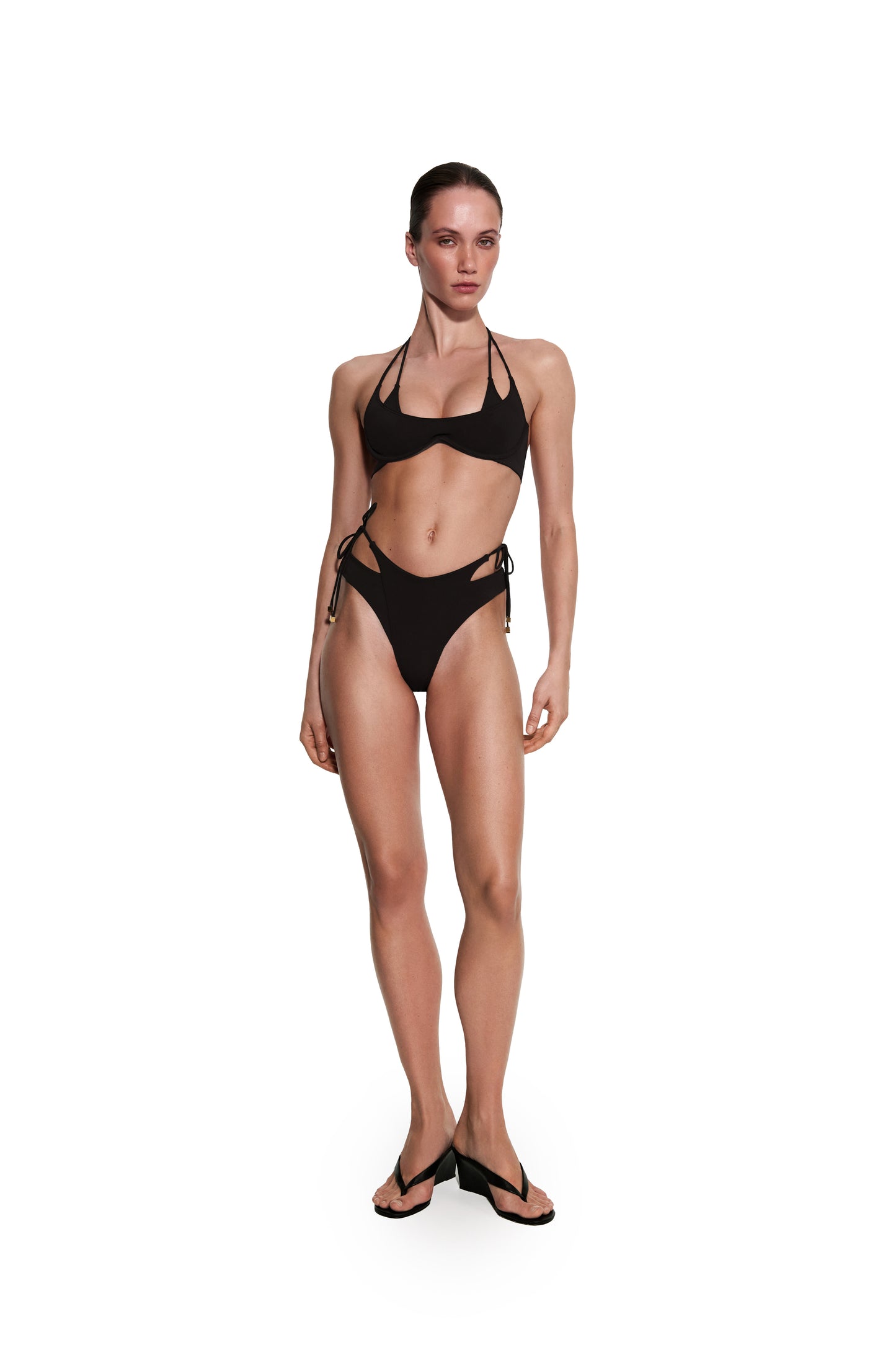 DVNT Black Cut-Out Bikini Set with Signature Hardware — NARA
