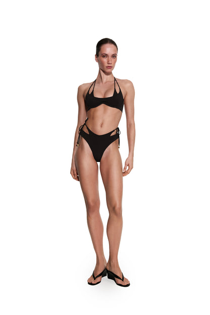 DVNT Black Cut-Out Bikini Set with Signature Hardware — NARA
