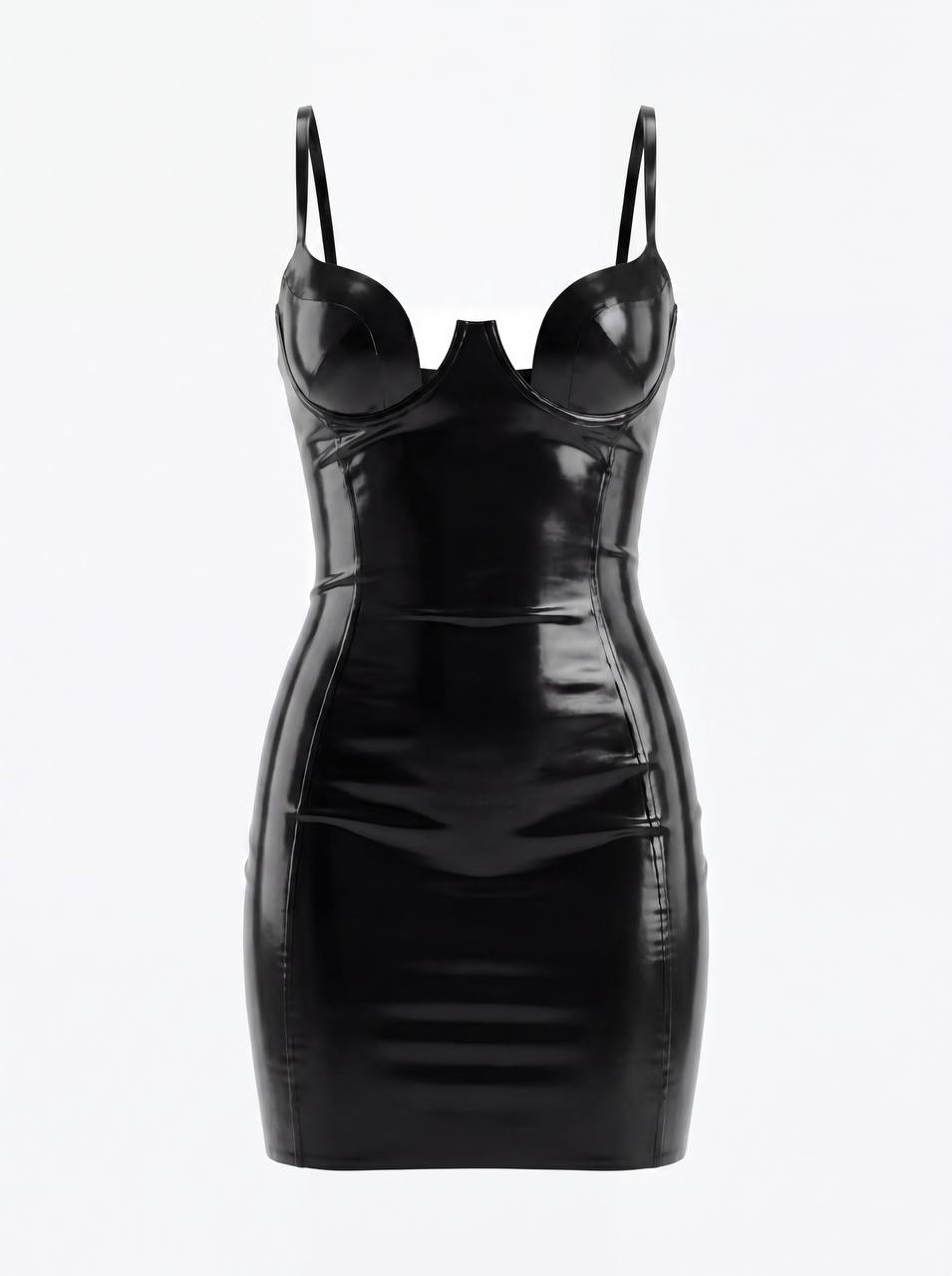 DVNT Black Latex Mini Dress VELORA