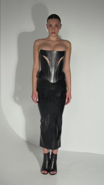 DVNT Black Leather Corset — NOCTRA