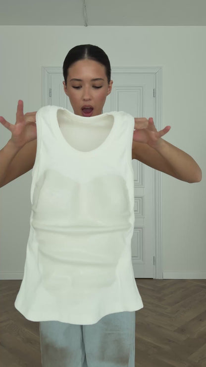 White Wet Look Tank Top
